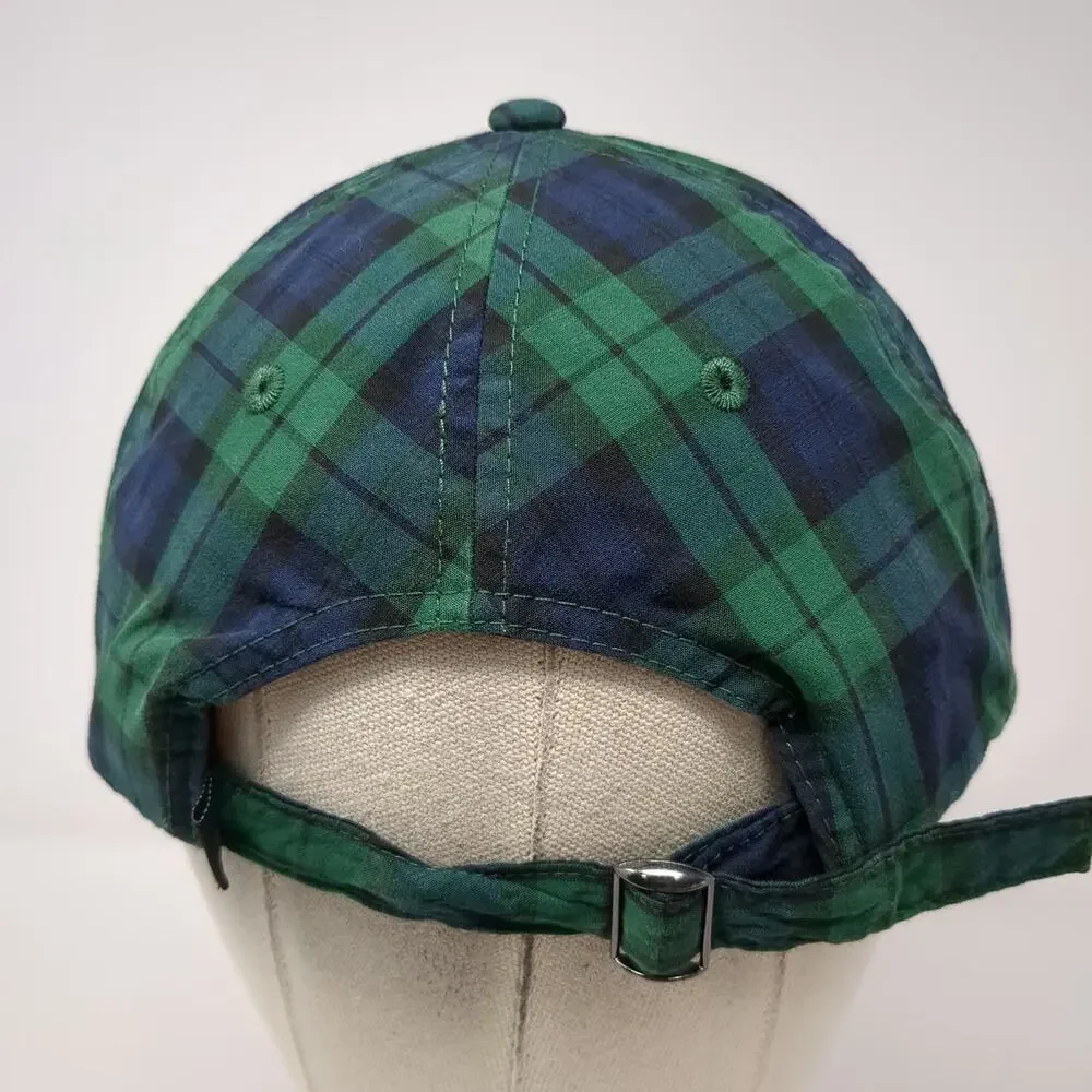 American Eagle Baseball Cap Green Blue Yellow Plaid OSFM Slideback Cotton Hat